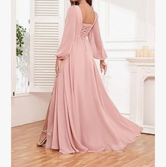 Taupe chiffon Bridesmaid Dress size 12 NWT - Picture 3 of 4